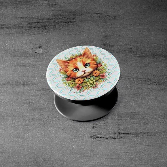 Pop Sockets for Phone Floral Kitty Cat Watercolor Grip & Stand Swappable Design - Picture 7 of 8